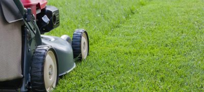mowing the grass